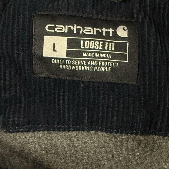Carhartt Loose Fit Heavyweight Corduroy Jersey Lined Long Sleeve Shirt Large - Picture 7 of 12